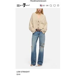 7 for All Mankind Low Straight Jeans.Size 29 NWTs. Color Wave